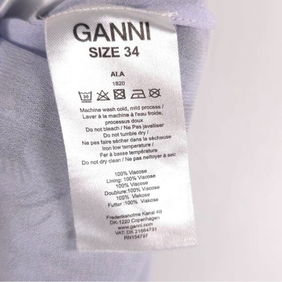GANNI Blue Floral Georgette Smocked Pull on Lined Mini Skirt Size 34 SMALL‎ - Picture 11 of 13